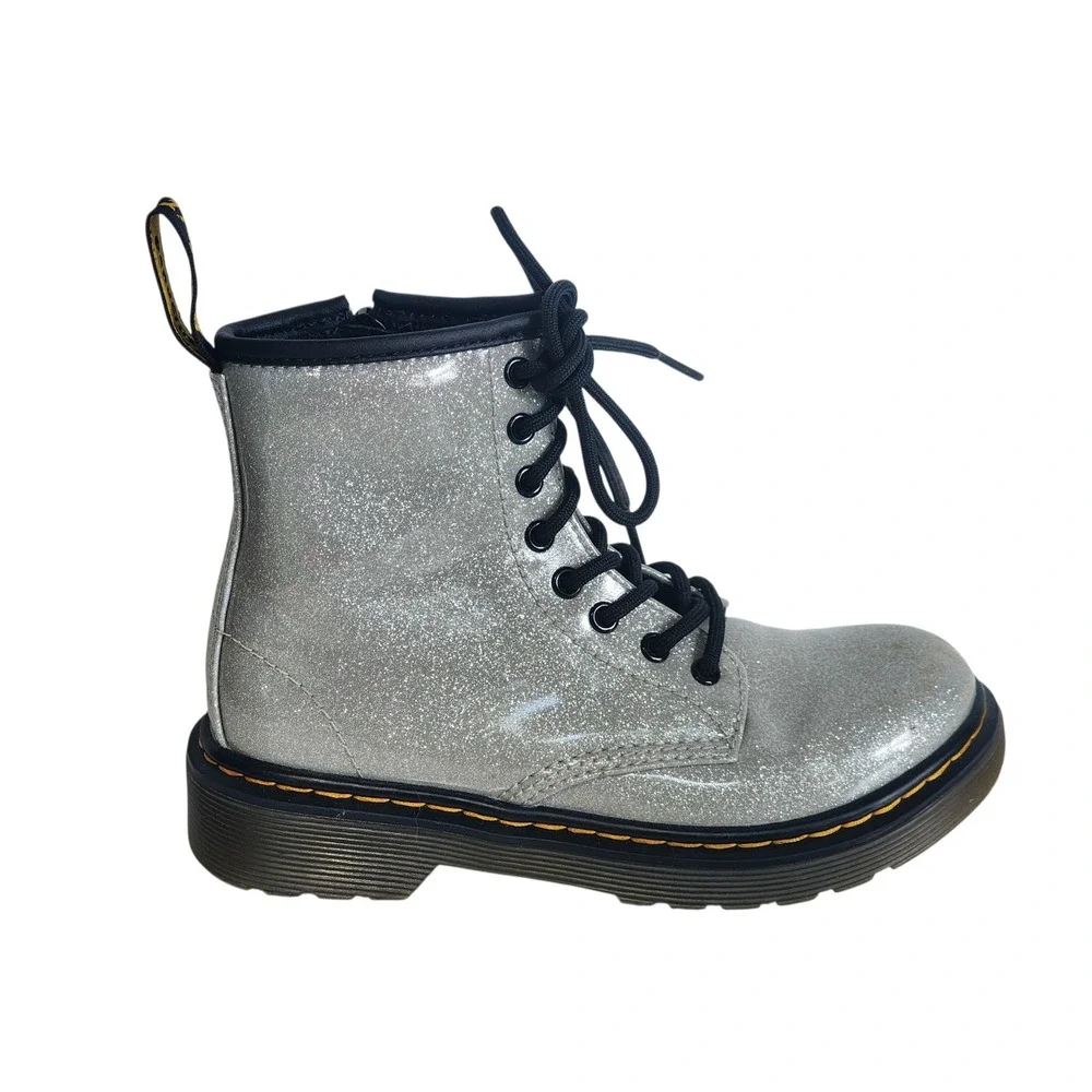 Dr. Martens 1460 Glitter Silver Sparkle Kids Combat Boots Size 13 US NJ004